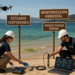 CSIC y UVigo revelan el impacto de los estuarios subterráneos en la ría de Vigo: descargas de aguas subterráneas y su relevancia para la productividad y la gestión ambiental Gráfico de descargas subterráneas y actividad de radón litoral Vigo