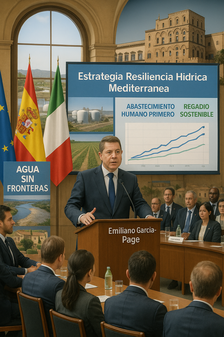 Gráfico de estrategia europea resiliencia hídrica Mediterráneo 2025