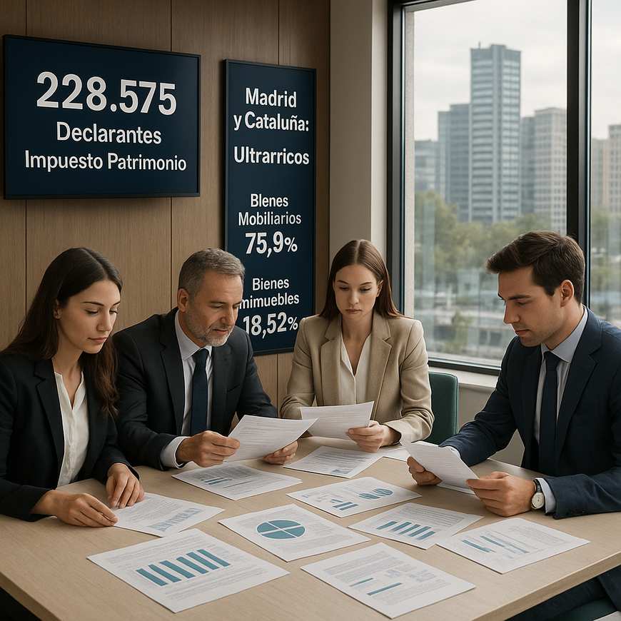 Gráfico de evolución histórica de ultrarricos y número de declarantes 2013-2023