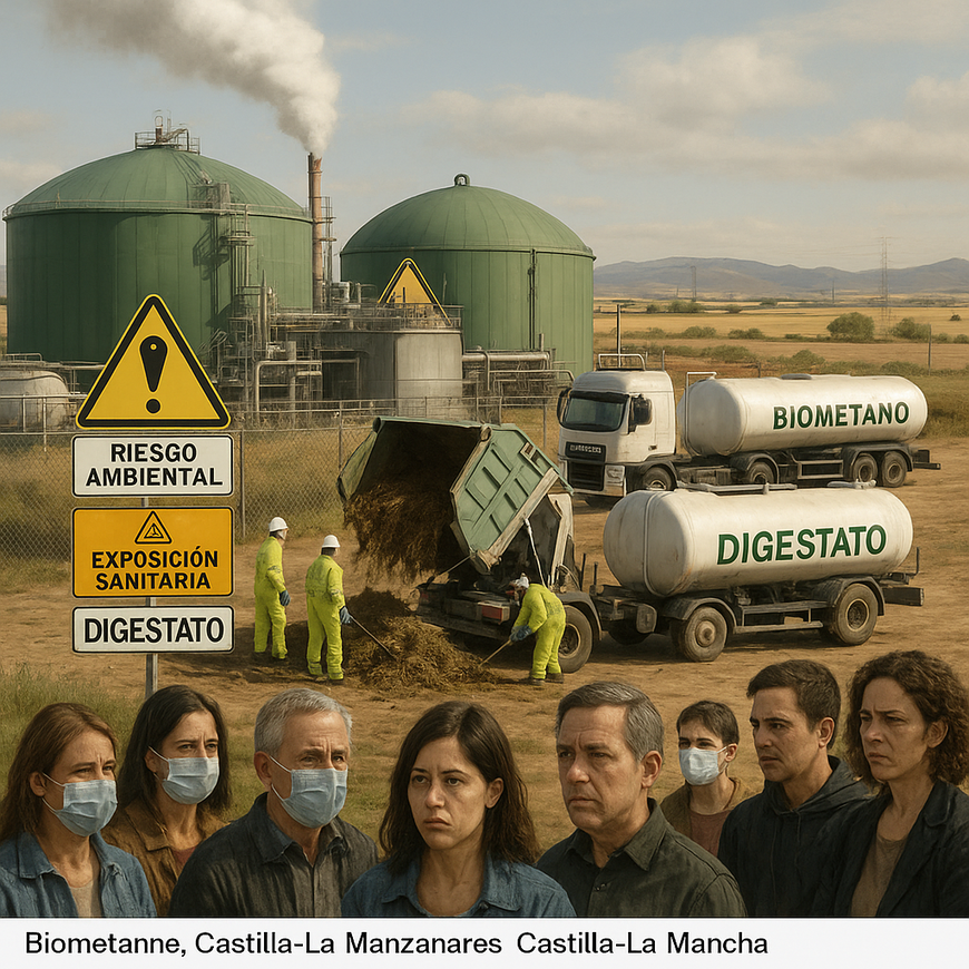 Gráfico de emisiones y gestión de digestato en Castilla-La Mancha