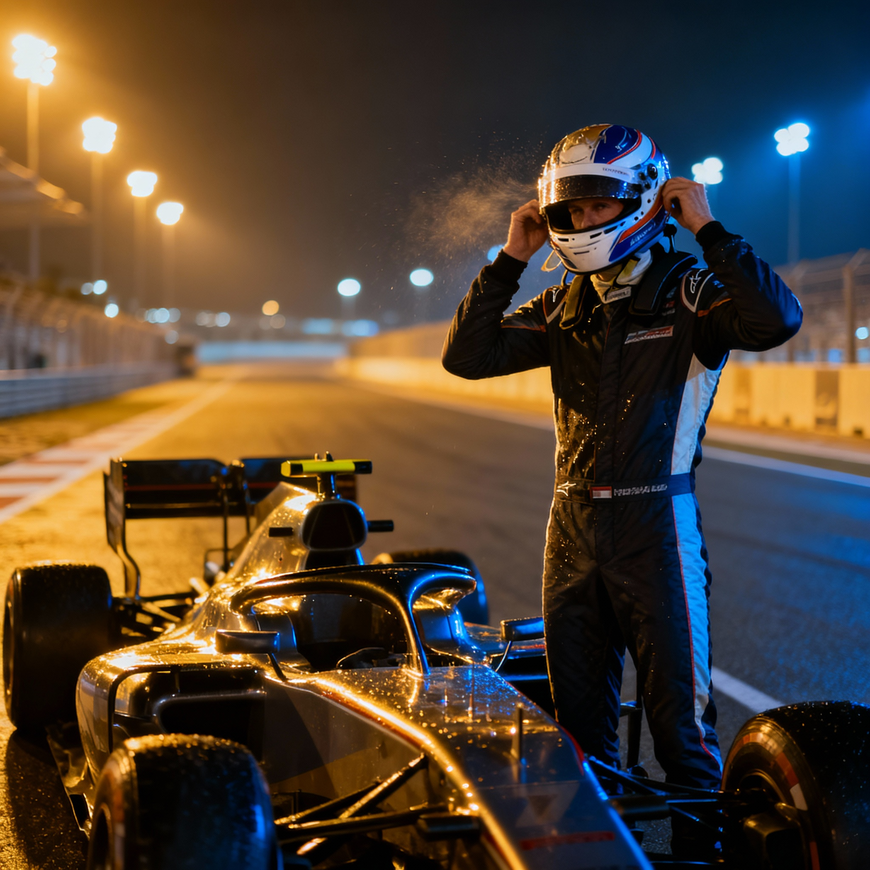 El piloto británico despidiéndose en su última carrera en Baréin