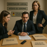 Ignacio Stampa entregando pruebas de audio en el despacho judicial