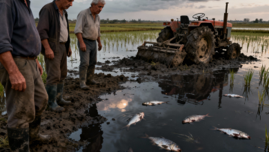 Mortandad Masiva de Peces en la Albufera de Valencia: Crisis Ambiental por Gestión de Paja de Arroz y Anoxia en El Palmar 1 Recolectores y científicos analizando la mortandad en El Palmar