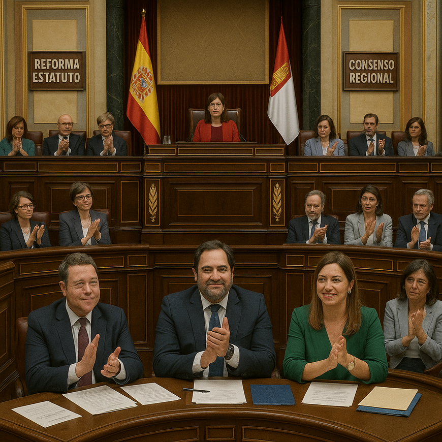 Delegación de Castilla-La Mancha en el Congreso defendiendo el nuevo estatuto