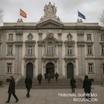 Fachada del Tribunal Supremo en Madrid con personas pasando por delante