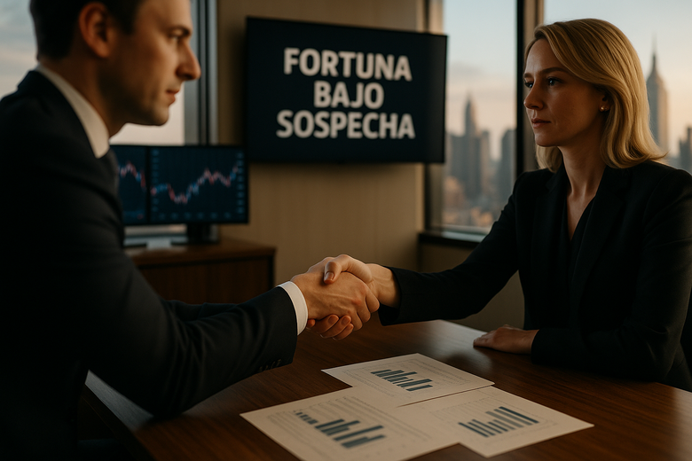 Ana Obregón y Jeffrey Epstein en un montaje conceptual sobre el origen de la fortuna del magnate