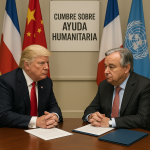 Donald Trump y António Guterres durante una reunión sobre ayuda humanitaria de la ONU