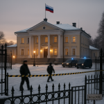 Rusia acusa a Ucrania de un ataque con drones contra una residencia de Putin en Nóvgorod Vista de una residencia oficial rusa en invierno tras un supuesto ataque con drones