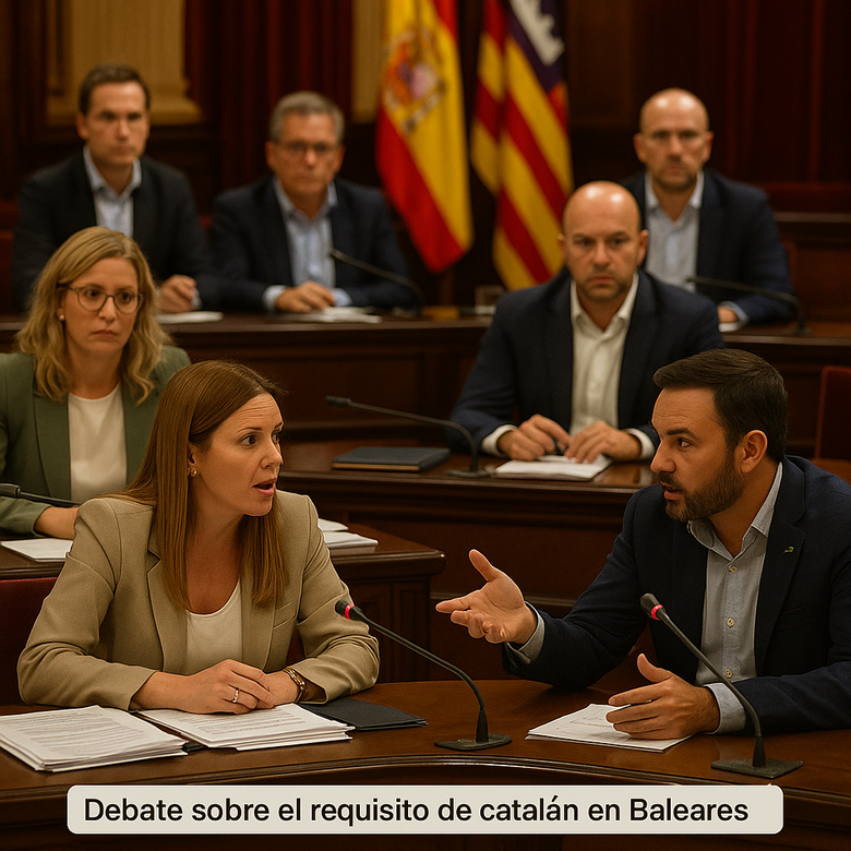 Diputados del PP y Vox en el Parlament de Baleares durante un pleno sobre política lingüística