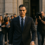 El ‘viacrucis’ judicial de Sánchez en 2026: las causas que le cercan. Pedro Sánchez entrando en un edificio judicial rodeado de cámaras