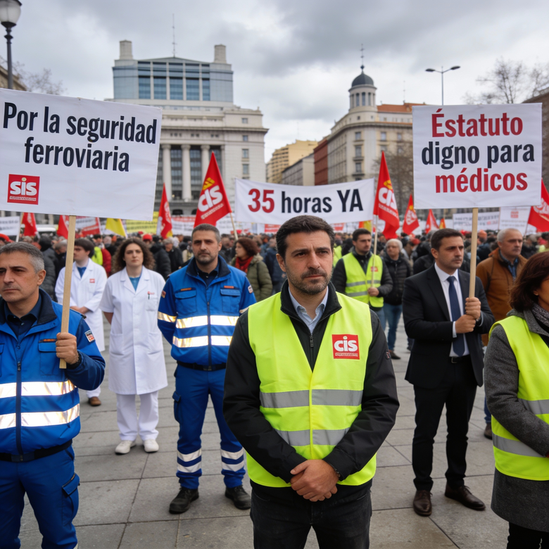 Manifestación de trabajadores del sector público en Madrid exigiendo mejoras laborales en febrero de 2026
