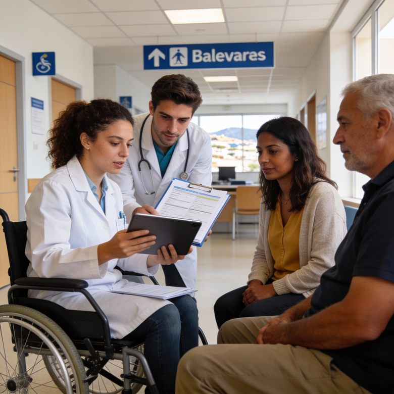 Equipo de profesionales realizando valoración de discapacidad en centro sanitario de Baleares
