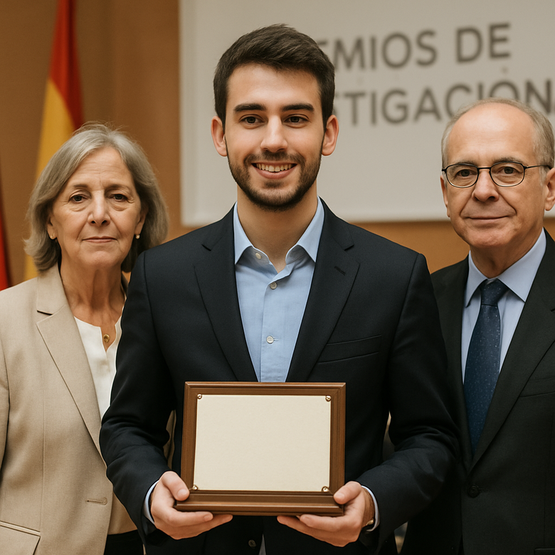 El químico leonés Guillermo Redondo posando con su premio San Alberto Magno