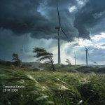 Red Eléctrica paraliza grandes industrias por la caída de producción eólica durante el temporal Kristin Parque eólico detenido por fuertes vientos durante temporal en España