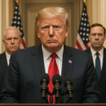 Donald Trump en una comparecencia anunciando que Estados Unidos dirigirá la transición en Venezuela