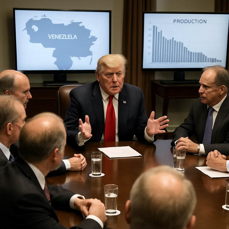 Donald Trump en una reunión con directivos de petroleras en la Casa Blanca
