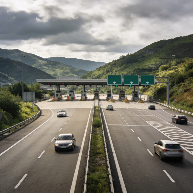 Tramo de autopista con túneles y peaje en la AP‑66 entre León y Asturias