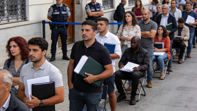 El proceso extraordinario de legalización aún no ha arrancado oficialmente, pero las oficinas administrativas acumulan saturación y largas esperas desde hace días 25 Cola de personas esperando frente a consulado para tramitar documentación de regularización migratoria