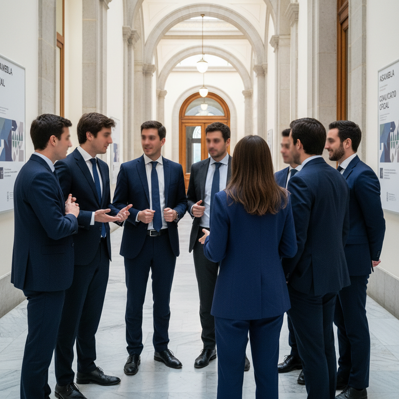 Jóvenes cargos del PP madrileño en un acto de educación en la Asamblea de Madrid.