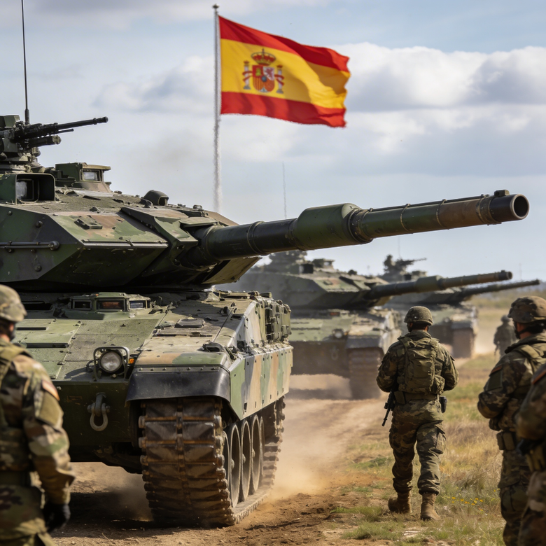 Tanques Leopard del Ejército español en unas maniobras militares