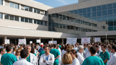 Huelga médica en Baleares: casi 4.000 consultas y 79 operaciones suspendidas en solo un día 5 Concentración de médicos frente a un hospital en Baleares durante la huelga.