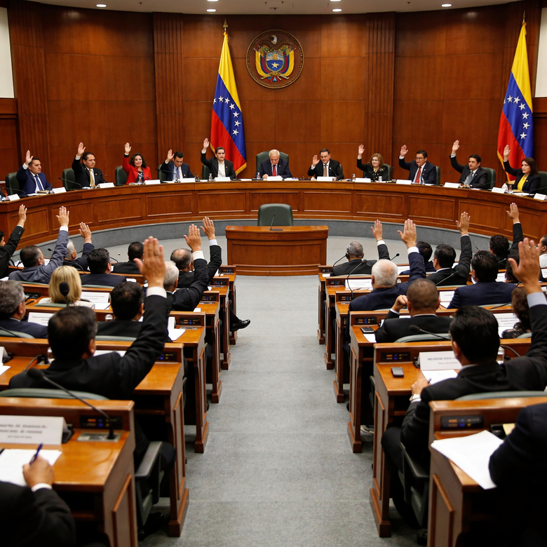 Sesión plenaria de la Asamblea Nacional de Venezuela durante votación de ley de amnistía