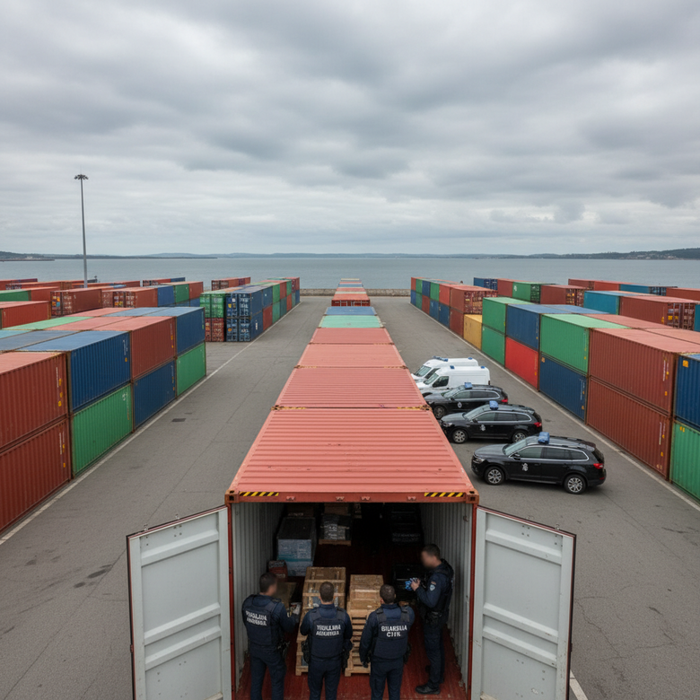 Agentes inspeccionan contenedores en el puerto de Vigo en una operación antidroga