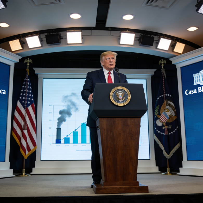 Donald Trump en la Casa Blanca anunciando cambios en la regulación ambiental